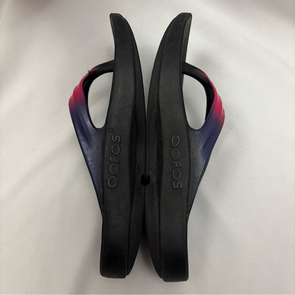 OOFOS OOLALA Luxe Women’s Size 8 Thong Recovery Sandals Flamingo Pink Blue - Picture 7 of 12